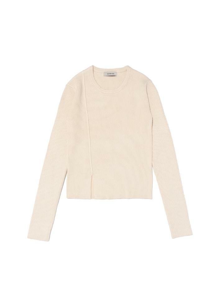 스카프 세트 라운드 넥 골지 니트 (아이보리)