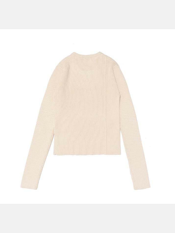 스카프 세트 라운드 넥 골지 니트 (아이보리)