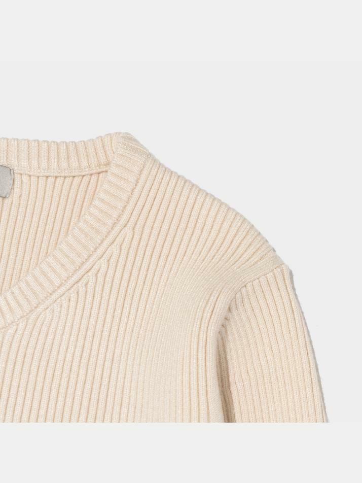 스카프 세트 라운드 넥 골지 니트 (아이보리)