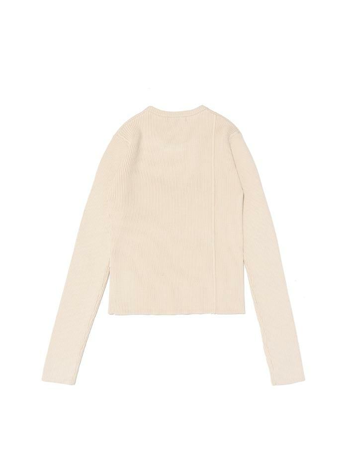 스카프 세트 라운드 넥 골지 니트 (아이보리)