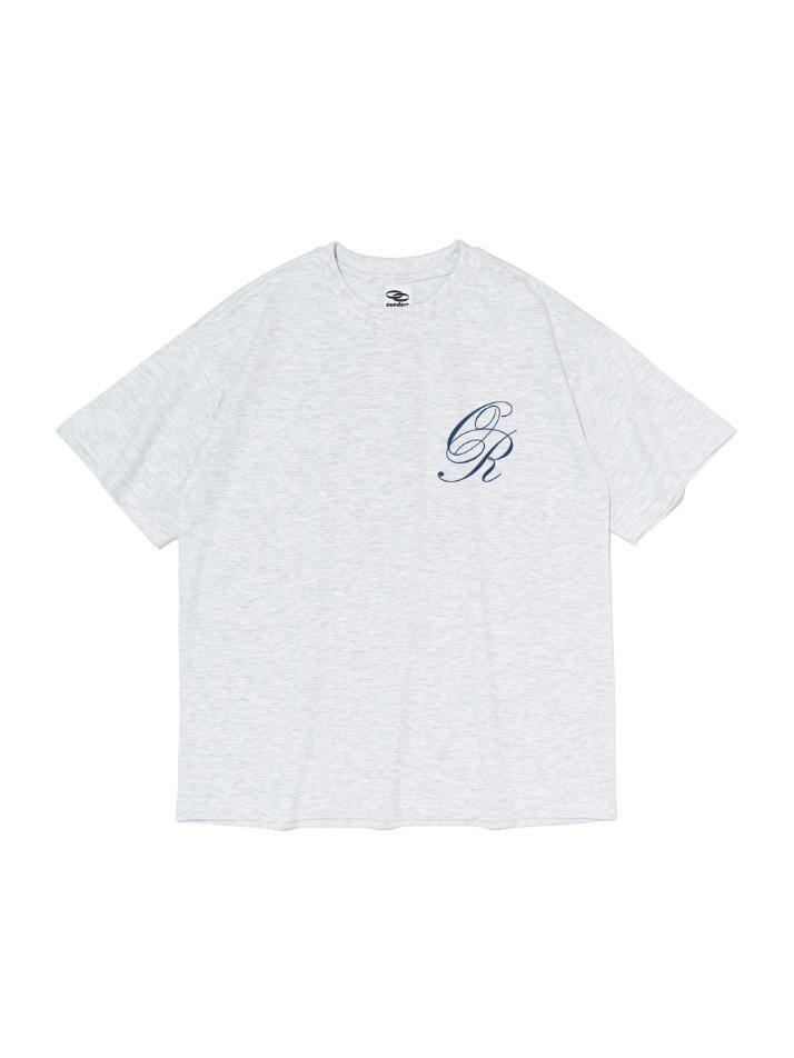 플라워 오버핏 반팔 티셔츠 (그레이)