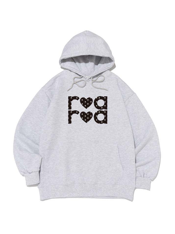 [기모/NO기모] ROA 도트 로고 후드티셔츠 (화이트멜란지)