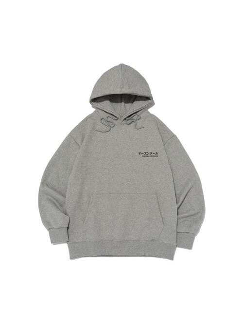 RIDING BIKE CAT 오버핏 후드 티셔츠 (멜란지 그레이)