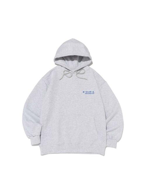 RIDING BIKE CAT 오버핏 후드 티셔츠 (라이트 그레이)