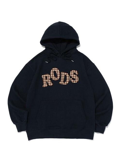 RODS 빅 로고 체크 후드티 (네이비)