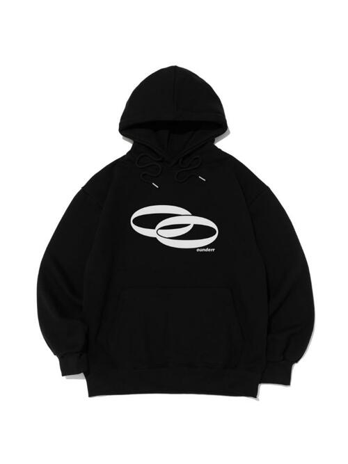 REVERSE 서클 로고 오버핏 후드 티셔츠 (블랙)