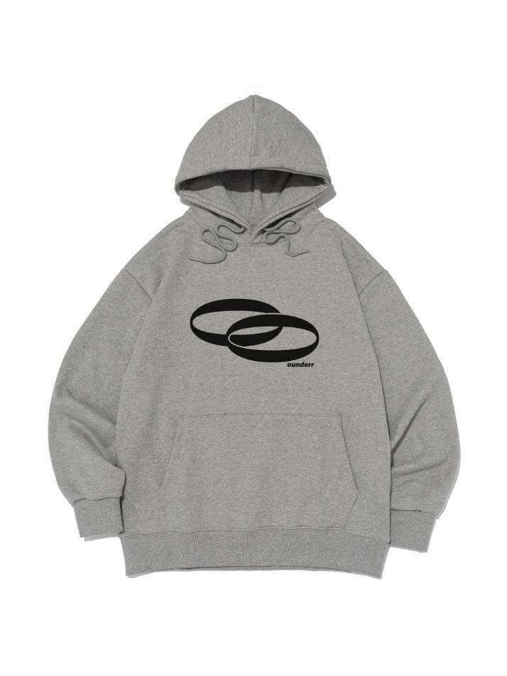 [기모선택] REVERSE 서클 로고 오버핏 후드 티셔츠 (멜란지 그레이)