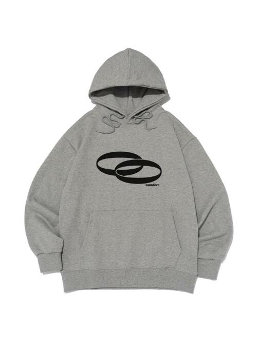 REVERSE 서클 로고 오버핏 후드 티셔츠 (멜란지 그레이)