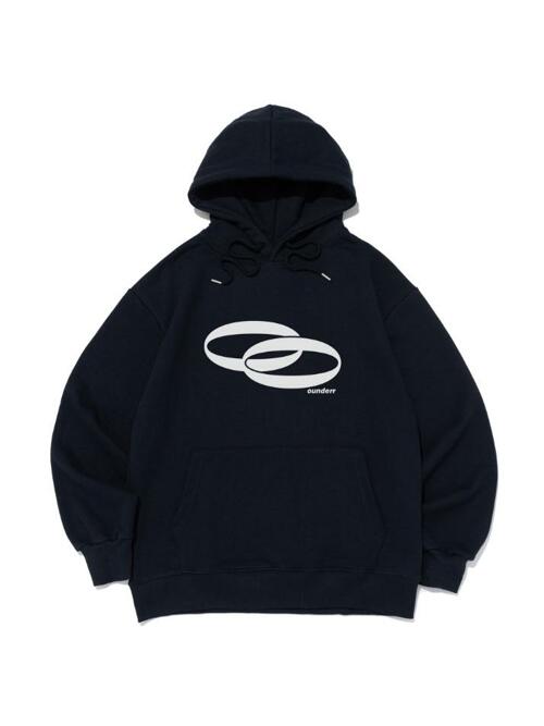 REVERSE 서클 로고 오버핏 후드 티셔츠 (네이비)