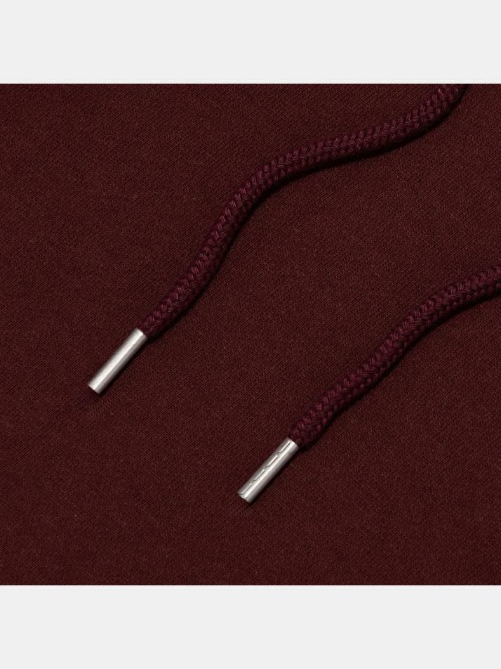 [기모선택] 체크 로고 오버핏 후드 티셔츠 (와인)