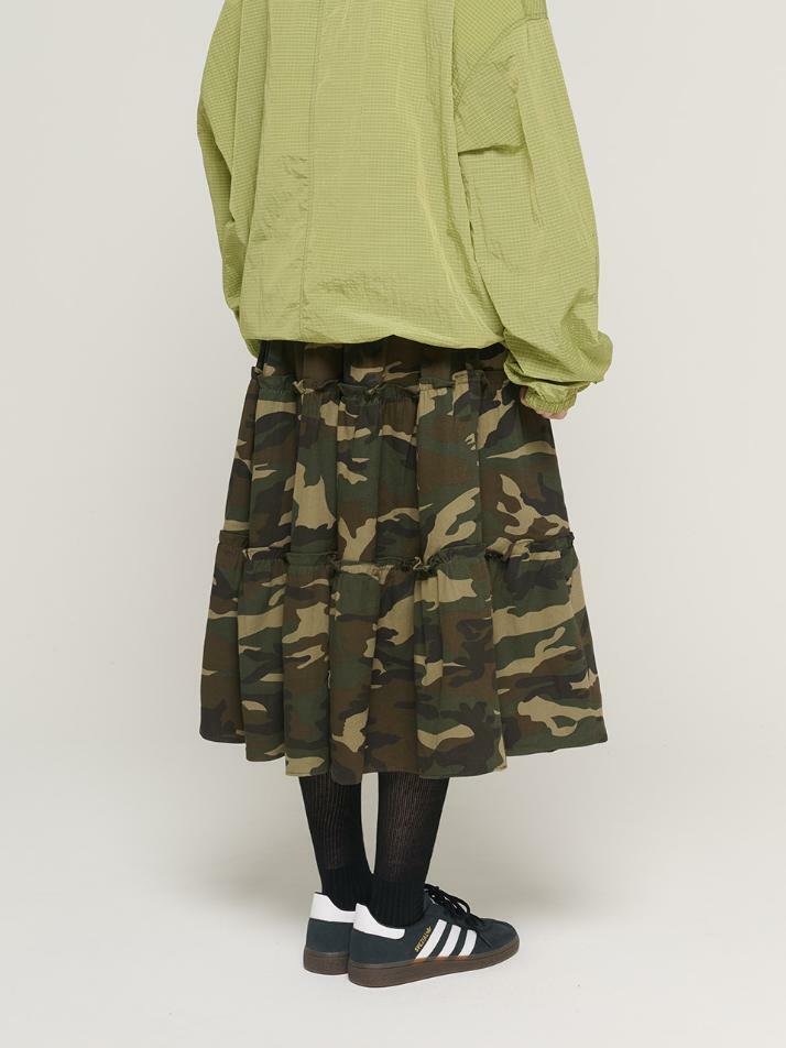 카모 프릴 밴딩 롱 스커트 (카모)