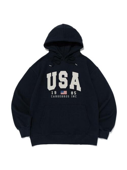 아메리칸 로고 후드 티셔츠 (네이비)