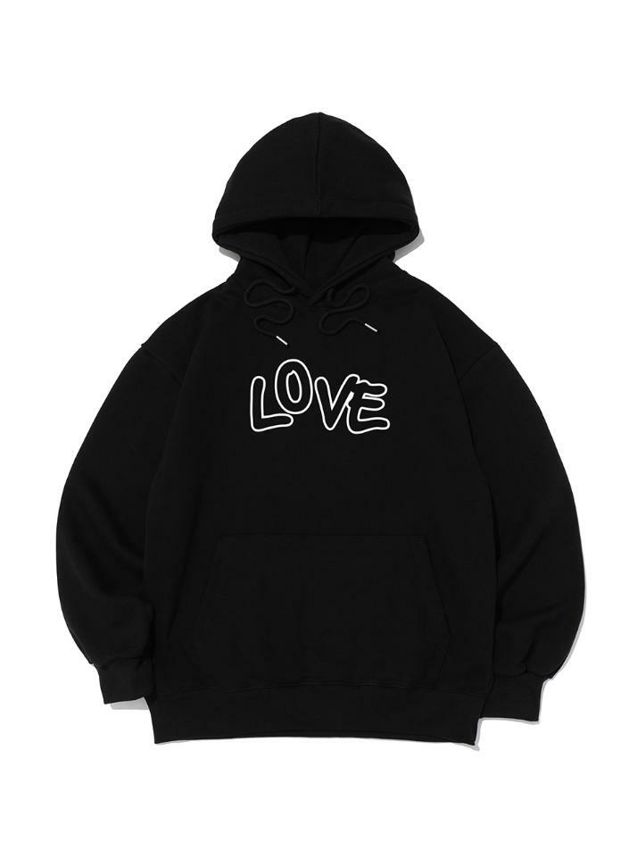 [기모/NO기모] 볼드 러브 후드티 (블랙)