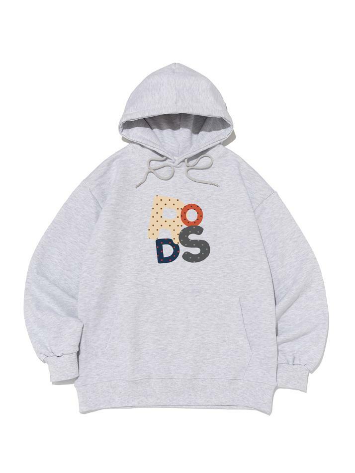 [기모/NO기모] 도트 블록 로고 후드티 (화이트멜란지)