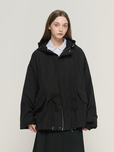 피쉬테일 숏 야상 후드 점퍼  (블랙)