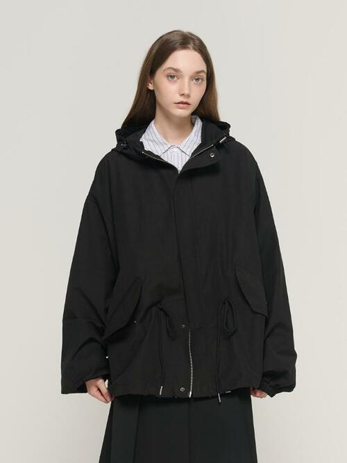 피쉬테일 숏 야상 후드 점퍼  (블랙)