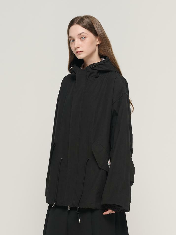 피쉬테일 숏 야상 후드 점퍼  (블랙)