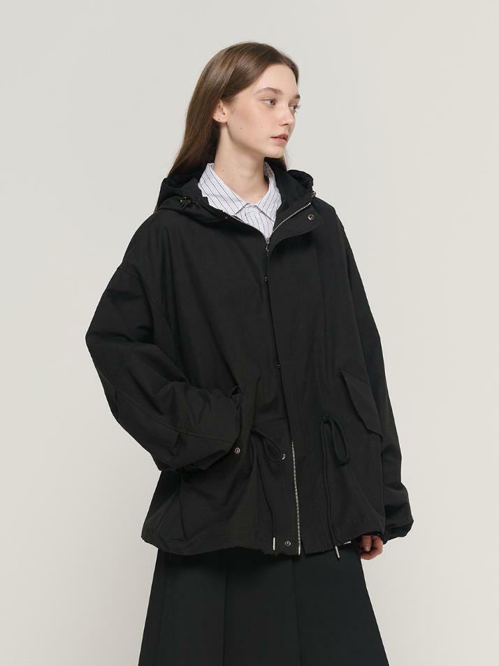 피쉬테일 숏 야상 후드 점퍼  (블랙)