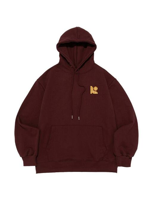 [기모/NO기모] 스몰 체크 심볼 로고 후드티 (와인)