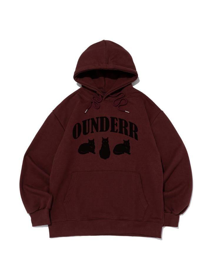 [기모선택] 어반 캣츠 오버핏 후드 티셔츠 (와인)