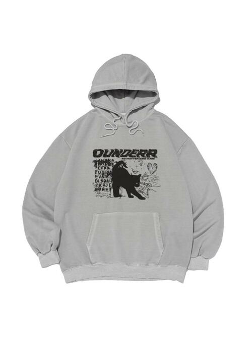 모노 컬랙션 캣 피그먼트 오버핏 후드 티셔츠 (더스트 그레이)