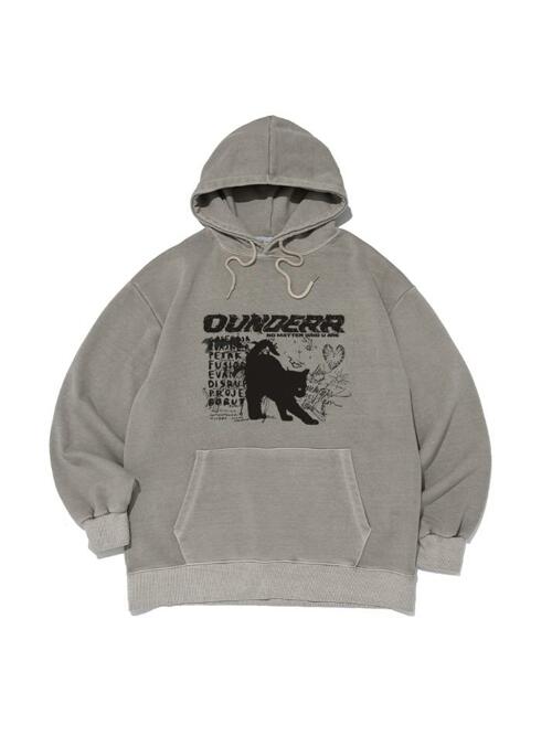 모노 컬랙션 캣 피그먼트 오버핏 후드 티셔츠 (더스트 베이지)