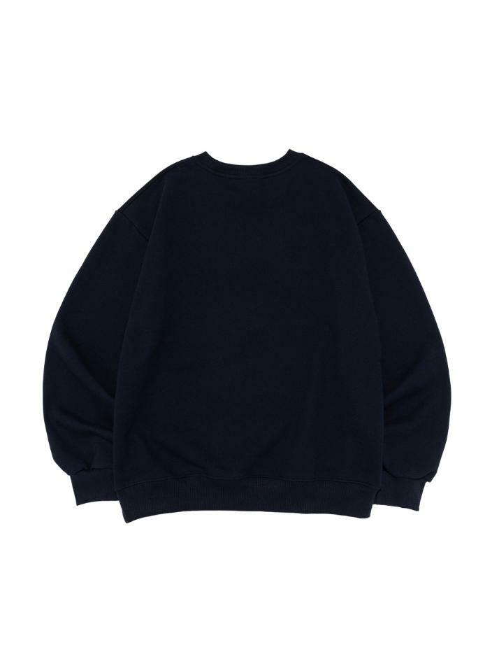 [기모선택] ROCK STAR CAT 오버핏 맨투맨 (네이비)