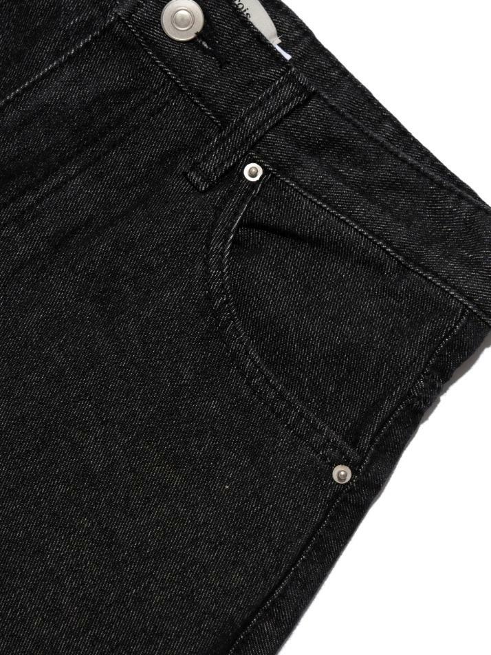 맥시 데님 컷오프 A라인 롱 스커트 (흑청)