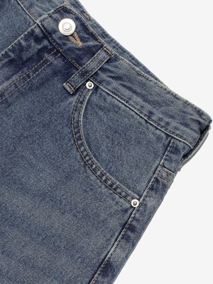 맥시 데님 컷오프 A라인 롱 스커트 (중청)