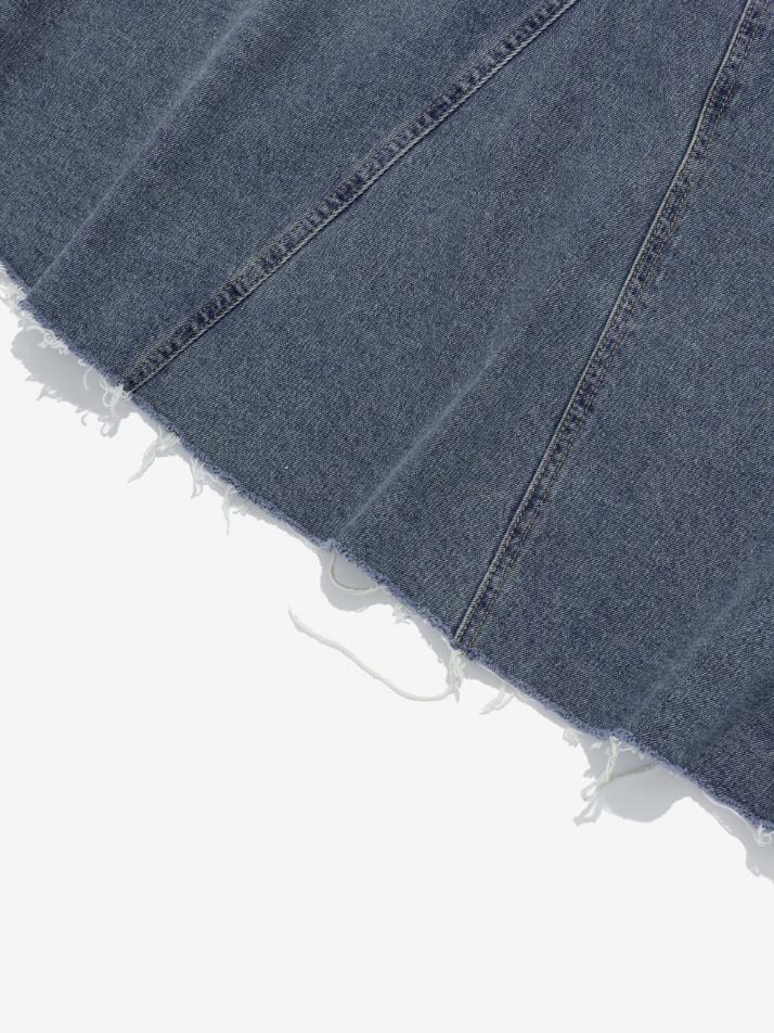 맥시 데님 컷오프 A라인 롱 스커트 (중청)