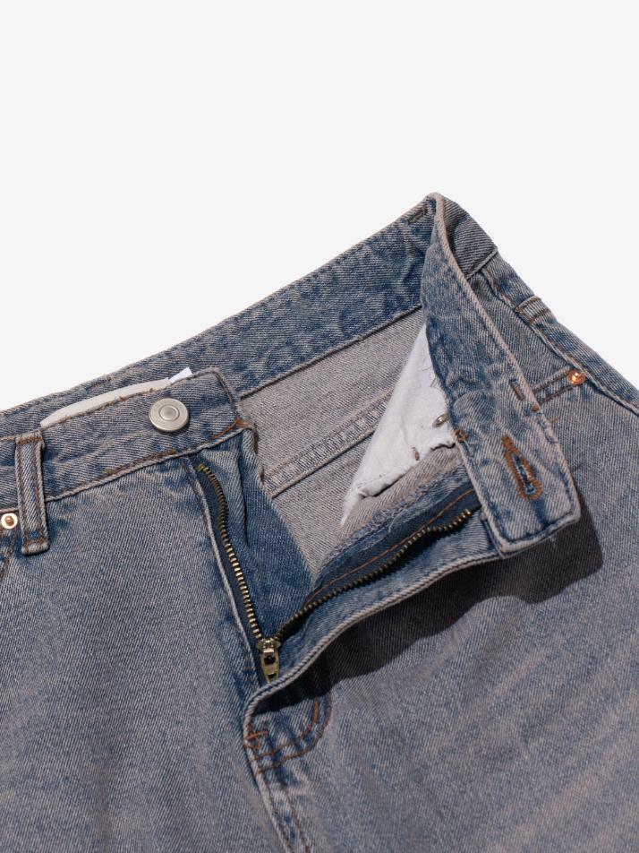 맥시 데님 컷오프 A라인 롱 스커트 (연청)