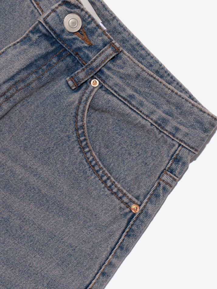 맥시 데님 컷오프 A라인 롱 스커트 (연청)