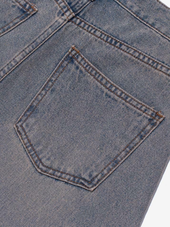 맥시 데님 컷오프 A라인 롱 스커트 (연청)