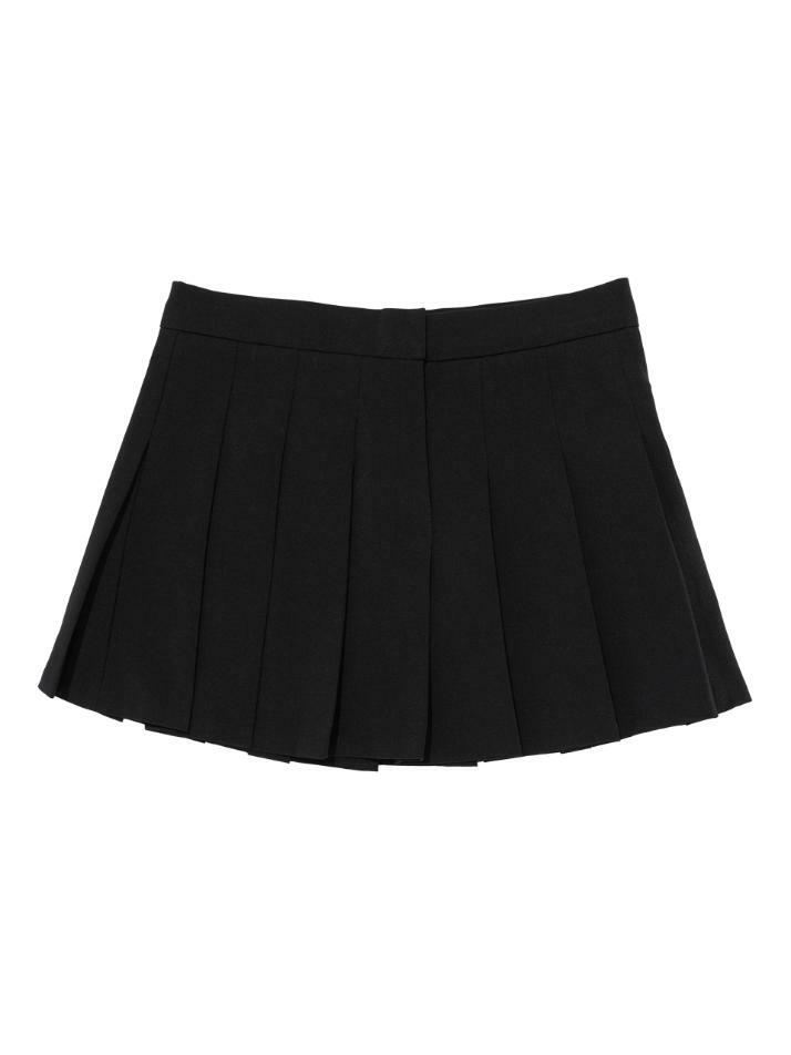 프레피 플리츠 테니스 미니스커트 (블랙)