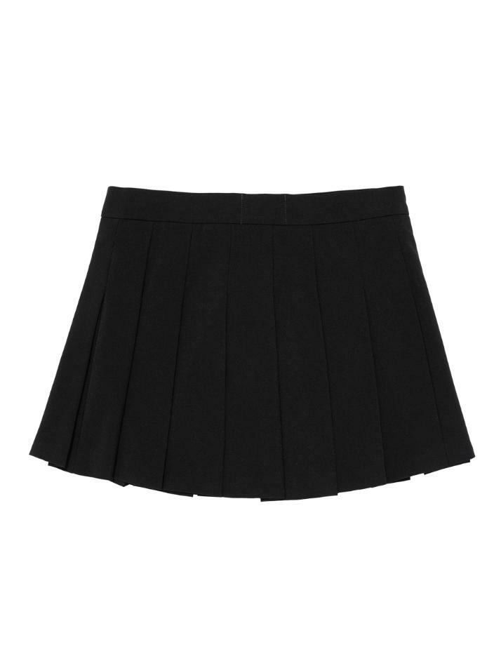 프레피 플리츠 테니스 미니스커트 (블랙)