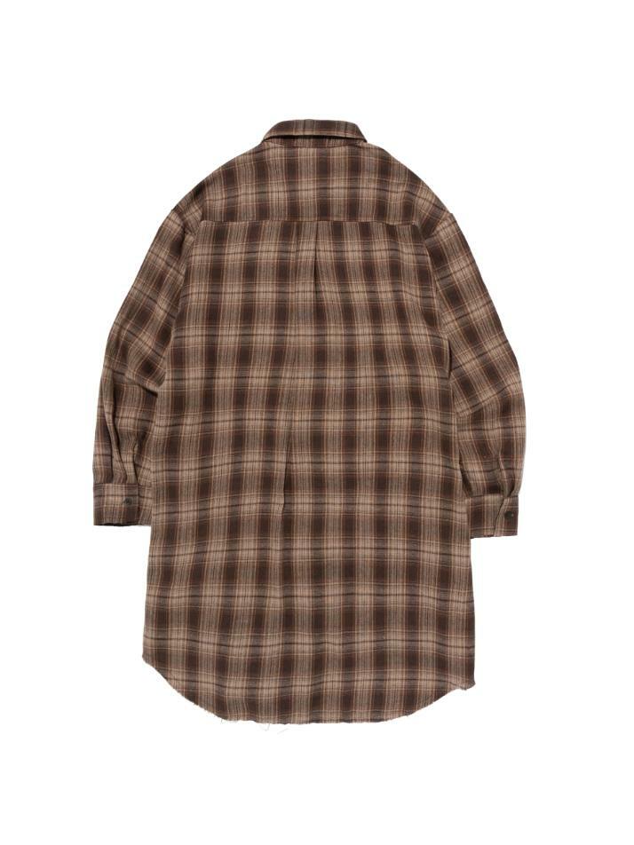 아메카지 레이어드 체크 랩 셔츠 (브라운)
