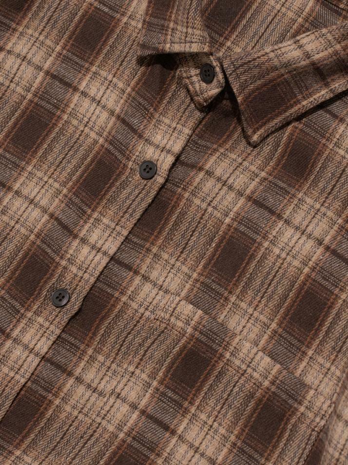아메카지 레이어드 체크 랩 셔츠 (브라운)