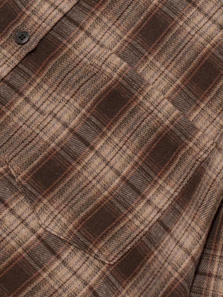 아메카지 레이어드 체크 랩 셔츠 (브라운)