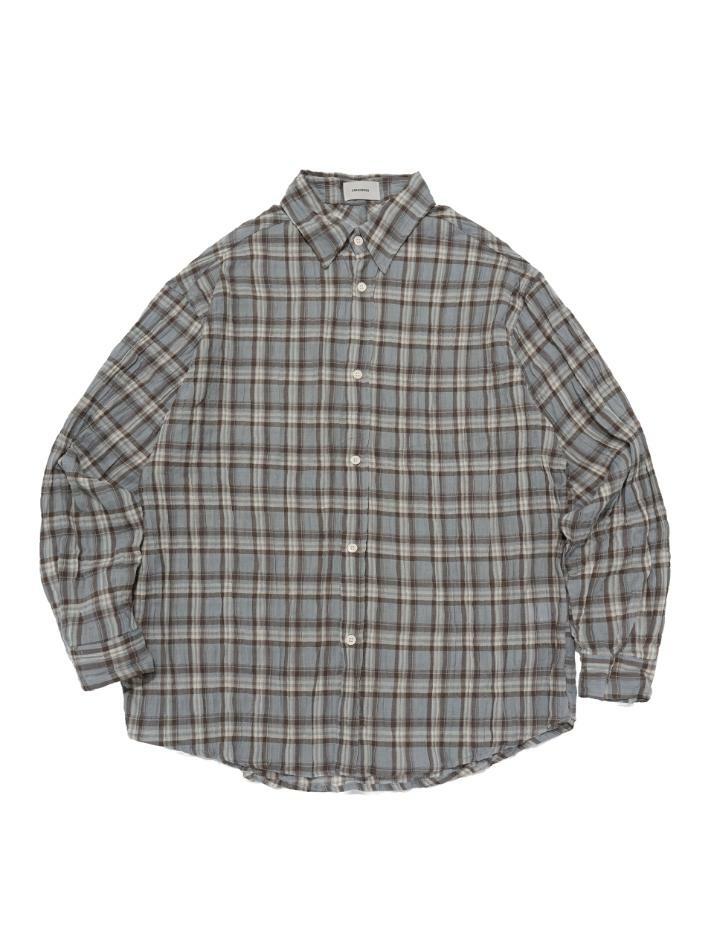 빈티지 아메카지 오버사이즈 체크셔츠 (블루)