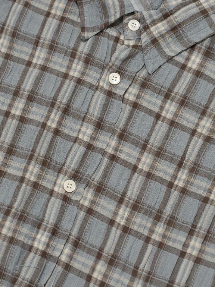 빈티지 아메카지 오버사이즈 체크셔츠 (블루)