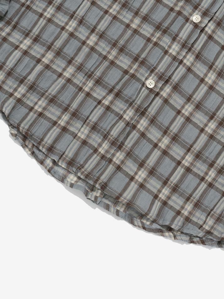 빈티지 아메카지 오버사이즈 체크셔츠 (블루)