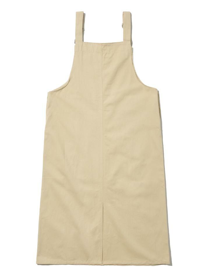 코튼 베어 오버롤 롱 원피스 (베이지)