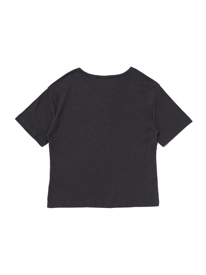 85 바시티 크랙 숏 반팔 티셔츠 (차콜)