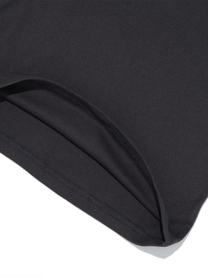 85 바시티 크랙 숏 반팔 티셔츠 (차콜)