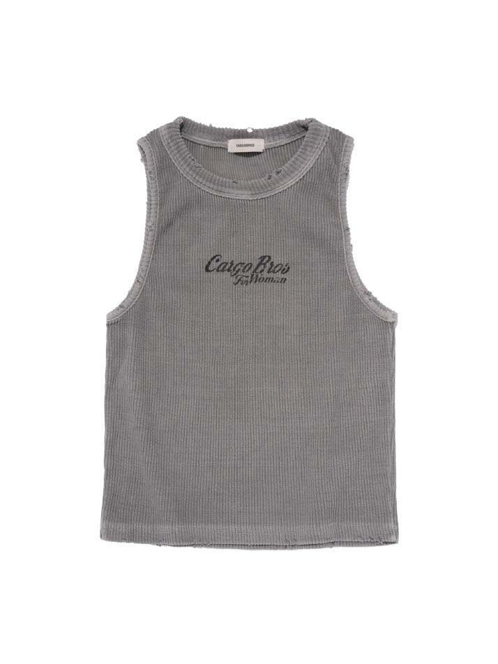 피그먼트 크랙 로고 슬리브리스 (그레이)