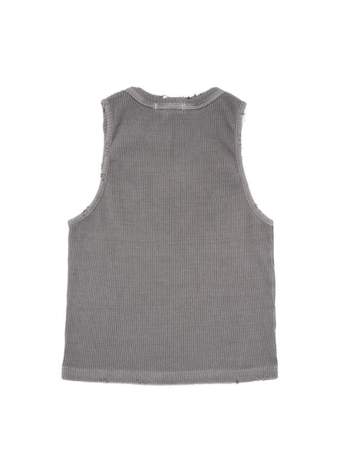 피그먼트 크랙 로고 슬리브리스 (그레이)