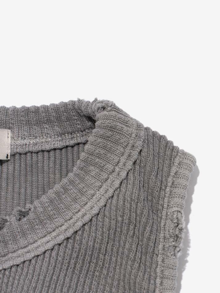 피그먼트 크랙 로고 슬리브리스 (그레이)