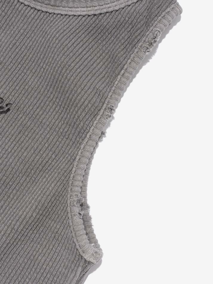 피그먼트 크랙 로고 슬리브리스 (그레이)