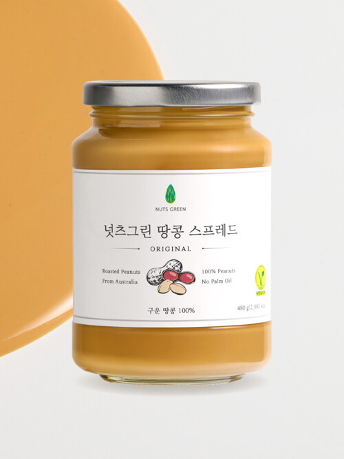 넛츠그린 대용량 땅콩버터 100% 무첨가 무설탕 피넛 땅콩스프레드 480g