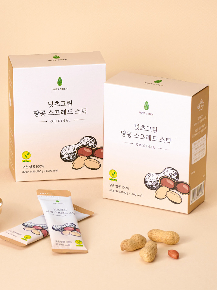 넛츠그린 땅콩 버터 100% 피넛 무가당 무설탕 스프레드 짜먹는 땅콩쨈 스틱